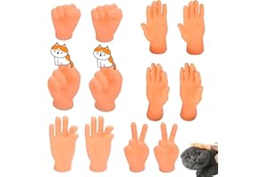 VEXQUIVERA 12 PCS Finger Puppets Small Mini Finger Hands Finger Puppets Funny Finger Hand Finger Props Rock Paper-Scissors Toys for Cat Dog Pets Playtime,Little Toys Human-pet Interaction