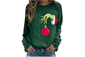 riou Sudaderas Navideñas Mujer Baratas Sweater Sudaderas Navideñas Mujer Túnica Pullover Ugly Xmas Camisas Festival Fiesta Christmas Jumper Blusas Año Nuevo Abrigo