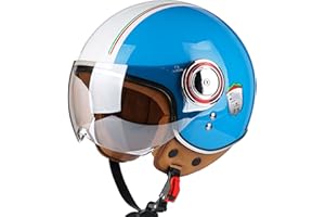 LPXPLP Rétro Casque à Face Ouverte Demi-Jet Casque Scooter avec Visière Open Face Classic Casque Moto Jet Vintage ECE Homologué Casque Bol Moto Bols pour Homme et Femme L,M