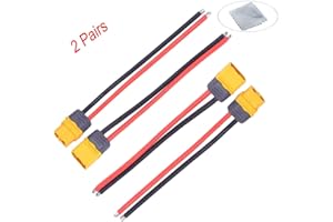 Boladge 2 Pares Adaptador de Conector Macho Hembra Enchufe Amass XT-60 XT60H con 10CM 12AWG Cable para Batería RC Lipo FPV Racing Drone