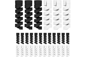 SAVITA 30 Pezzi Salvacavo Caricabatterie Protezione per Silicone Proteggi Flessibile Proteggicavo in Gomma a Spirale Cable Saver Telefoni Laptop Cavi Dati (Nero, Bianco)