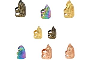 LIJUANWANG Protege Doigts Dé à Coudre,8 pièces Dé à Coudre en Métal,Dé à Coudre Protecteur,anneau de couture réglable,Doigt Dé à Coudre,pour Accessoires Outils de Couture,Travail à la Main Bricolage (S/M)