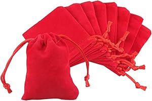 G2PLUS Red Velvet Jewellery Pouches, 7x9CM Velvet Drawstring Bags for Jewellery, 20PCS Small Soft Gift Bags with Drawstrings for Wedding, Party, Valentine's Day, Anniversary