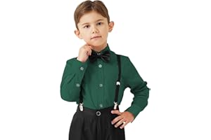 Idtswch Jungen Oxford Hemd Langarm mit Schulhemd mit Brusttasche Knopfleiste (Alter 2-16)