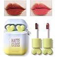 LAMUSELAND Matte Liquid Lipstick, 2Pc/Set Waterproof Long Lasting Lip Stain Earphone Dual-color Lip Gloss Primer, Non-stick Cup Lip Make Up Gift Kit for Women Girls (Sky Blue)