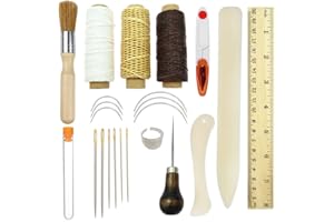 VIDILLO Kits d'outils de reliure,23pcs Premium outils de couture pour cuir,faite à la main et livres de papier DIY Bookblind Ensemble,compris les Aiguilles à coudre/ciré Fil