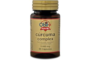 Obire - Cúrcuma 5000 mg (95% Curcumina) + Vitamina C + Pimienta - 60 Cápsulas - Complemento Alimenticio a Base de Planta Natural y Vitamina C - Producto Libre de Alérgenos - sin Gluten - sin Lactosa
