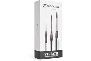 ESCODA Set 3 pennelli per acquerello - Versàtil Set professionale da viaggio fibra sintetica Kolinsky realizzato a mano in Barcelona