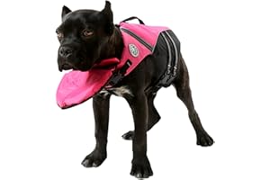 Podazz Chaleco Salvavidas para Perros Chaleco de Seguridad Reflectante Salvavidas para Mascotas Ajustable con asa Abrigo de flotación de Barbilla para Nadar, Surfear (Medium)