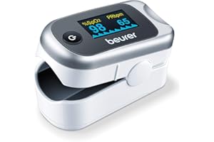 Beurer PO 40 Pulsioxímetro, medición de la saturación de oxígeno (SpO₂), frecuencia cardíaca (pulso) e índice de perfusión (PI), uso indoloro, pantalla a color