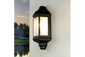 LICHT-ERLEBNISSE Lampa ścienna zewnętrzna czarna, lampa zewnętrzna rustykalna morska, IP44, E27, H:36 cm, balkon, taras, dom, nostalgiczna, zewnętrzna lampa ścienna