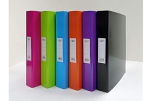 EASTLIGHT PREMIUM Eastlight A4 Ring Binder * Pack of 6 * 2-D Ring Bright Colour Assorted