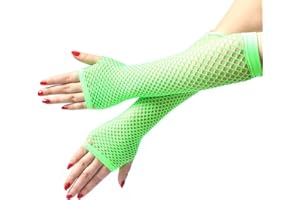 Elegance-go Guantes largos de rejilla, Guantes de Rejilla Guantes sin Dedos de Novia guantes largos Guantes de redecilla para mujer noche club Fiesta manoplas（rosa）