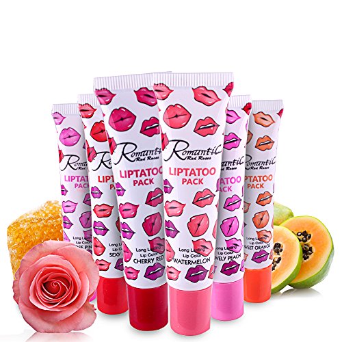 Peel off Lipgloss 6 Farben Tätowierung Magisch Farbe Lippenstift Lip Gloss Langanhaltendes und wasserfestes Lippentattoo Glial Lipstick Beauty Lip Gloss 6 Farben/set &1PCS Lip Brush - 2