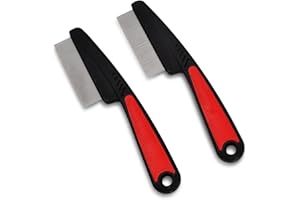 HOAAIGO Peignes Anti-Puces pour chat chien, 2 PCS Peignes à Poux en Acier Inoxydable, Peigne à Dents Fines de Toilettage Animaux de Compagnie, Peigne de Nettoyage pour Oeuf de Puce/Poils Flottants/Tiques