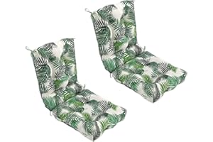 REINO MANSIDI Cojin con Respaldo para Sillas 90 x 45x 10 cm. Conjunto Cojin de Asiento para sillas Interior y Exterior Cómodo. Cojines para sillas Comedor, mecedoras (Ramas Verdes, 2)