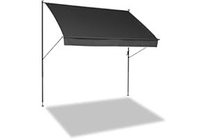 ANGERER FREIZEITMÖBEL GMBH Angerer Klemmmarkise Style mit Handkurbel, Terrasse/Balkon, einfache Montage ohne Bohren, Made in Germany, hochwertiger Stoff, UV-beständig, höhenverstellbar, wasserabweisend, 400 cm Dunkelgrau
