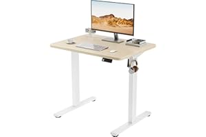 ERGOMAKER Biurko elektryczne 80x60 cm, Biurko do siedzenia i stania z regulacją wysokości, Pamięć ustawień, W zestawie Hooks, Do domu i biura, Złoty dąb