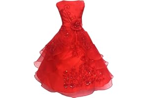 Live It Style It Vestido de fiesta de dama de honor para niña, con bordado de flores, vestido de baile