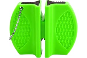 Rrumyve Portable Double-Sided Knife Sharpener, Small Hanging Design Comfortable Kitchen Knife, Mini Kitchen Knife Sharpener, for Family, Camping Tours or Outdoor Survival (Green)