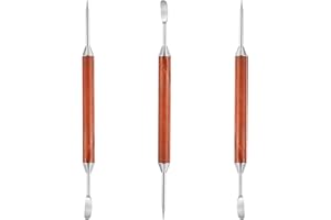 DOPENSPI 3 bolígrafos de arte con leche, bolígrafo de dibujo de café de doble extremo de acero inoxidable con mango de madera, herramientas de arte con leche, diseños espresso, accesorios de barista