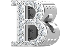 Aurevella Letter Charms A-Z, 925 Argent Silver Pendant Accompagné de Zircone Cubique 5A, idéal Pour les Bracelets et Colliers de Style Européen, Bijoux pour Femmes