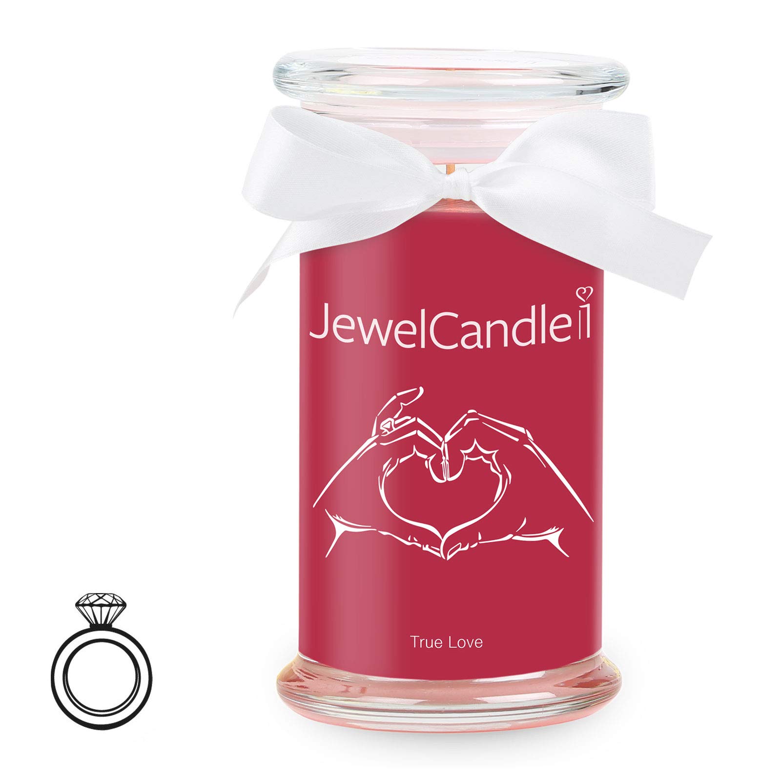 JewelCandle ‘True Love’ (ringl) large dark red perfumed candle with