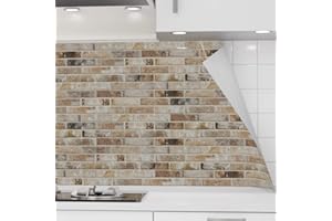 danario Rivestimento Paraschizzi Cucina Adesivo da Parete - Effetto Opaco - Spesso e Rigido - Ignifugo e Resistente all'Acqua - 0,37 mm - Mattoni - Campione