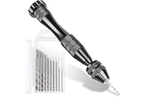 LEOBRO - Foret manuel pour moules à résine - 12 cm - Noir - Mini étau avec 10 forets en acier (0,8-3 mm) - Pour travaux manuels, perçage de trous dans résine époxy, argile, bois, fabrication de