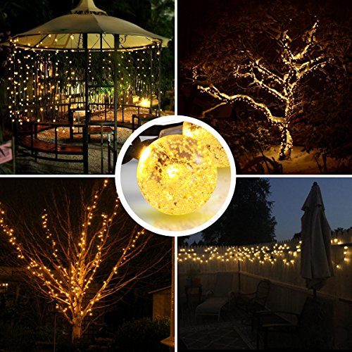 Amir Solar Lichterkette, 8 Modi Solar Beleuchtung Kugel, 6m 30LED Solar Glaskugel Lichter, Wasserdichten Outdoor Starry Schnur Licht für Party, Hochzeit, Fest Deko usw. – Warmweiß - 5