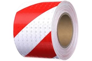 JINSION 10m x 10cm Bande Réfléchissante Autocollante Rouge et Blanc,Intensité Ruban Reflechissant Sécurité Adhesif Haute Ruban Adhésif Réfléchissant Avertissement Haute Visibilité pour Voiture, L'extérieur