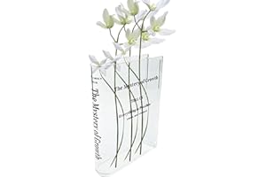 ECOTICFATE Book Vase For Flowers, The Mystery Of Growth Clear Flower Acrylic Vase, Artistic Cultural Flavor Of Acrylic Book Shaped Vase For Floral Arrangement And Aesthetic Home Bookshelf Offic e Bedroom Decor