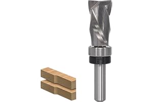 AKYLIN Fresa de enrasado en espiral de 8 mm, eje de compresión hacia arriba y hacia abajo, fresa en espiral para fresadora superior, diámetro de corte de 16 mm, longitud de corte de 32 mm, ranura en