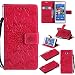 Produktbild Lonchee Sony Xperia M2 / M2 Leder Wallet Tasche Brieftasche Schutzhülle , Sonnenblumen geprägten Muster Design Hochwertige PU Leder Folio Tasche Case Hülle im Bookstyle mit Standfunktion Kredit Kartenfächer (Rote)