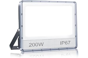 ANNIFUNLY Foco LED Exterior 200W 20000LM, Floodlight 6500K Blanco Frío, IP67 Impermeable Proyector, Luces Para Jardín, Garaje, Terraza, Patio, Trasero