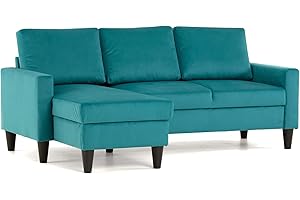 BUDWING Fox Sofá de Salon 3 plazas Chaise Longue Esquinero Rebersible Izquierda o Derecha Tapizado Tela (Turquesa)