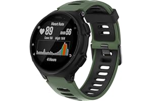 GRANSHO Correa de reloj de silicona compatible con Garmin Forerunner 235 / Forerunner 735XT / Forerunner 220/230, hebilla de acero inoxidable cepillado negro