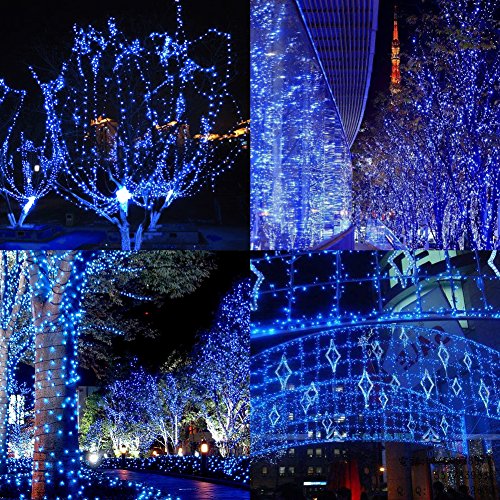 Lichterkette Kupferdraht, Kany LED Lichterkette 10 Meter 100 LEDs Batteriebetrieben Kupferdraht Wasserdicht, Kupterdraht Sternenlicht außen und innen für Weihnachten, Hochzeit, Party mit battery Box (blau) - 3