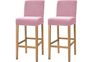 Dimatic Velvet Plush Chair Cover Counter Pub Bar Stool Chair Slipcover for Dining Room Cafe Bar Stool Slipcover Furniture Protector Non-Slip Cover with Elastic Base, Set of 2, Rose