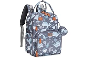 BabbleRoo Mochilas de Pañales para Bebé, Gran Capacidad Mochila de Cambio Bolsa para Pañales con Cambiador y Porta Chupones para Mamá y Papá
