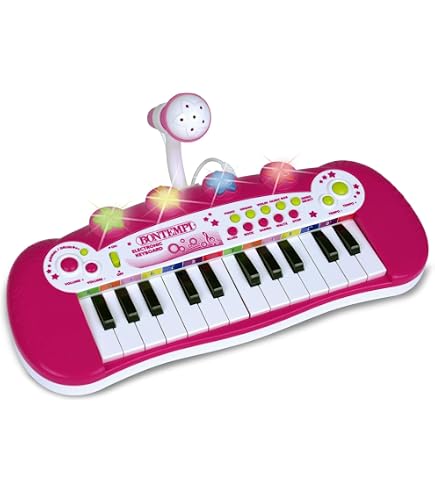 Bontempi PlayKeys - Clavier Jouet 24 Touches Rose - Instrument Musical Pour Enfants Dès 3 Ans