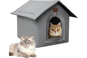 DAJASD Outdoor Cat House, Waterproof Weatherproof 35x35x30CM Cat House for Winter, Foldable Oxford Cat Shelter, Insulated Cat Kennel Pet House for Outdoor Feral Dog Rabbit