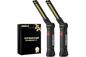 Coquimbo Work Light Christmas Stocking Fillers Gifts for Men Him Dad, LED Torch Rechargeable Inspection Lamp Magnetic Emergency BBQ Light, Stocking Stuffers Gadgets (2 Pack, Black)