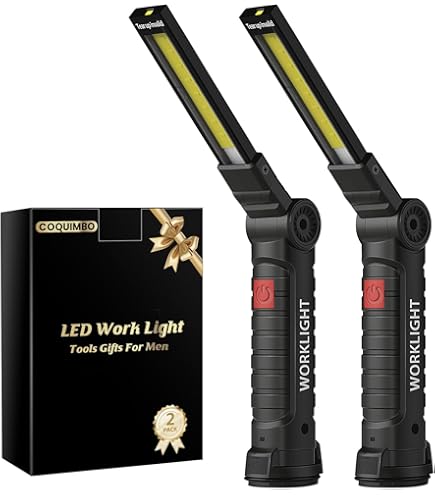 NileBoom LED Work Lights 2-Pack - 800 Lumens Rechargeable With Magnetic Base & Hook
