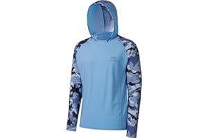 Bassdash Uomo UPF 50 Performance Fishing Shirt Cooling Hoodie Camo Manica Lunga