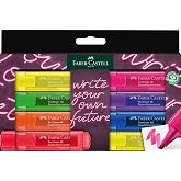 Faber-Castell Phosphorescent Pen Set, 8&rsquo;li, Transparent Colors, Water Based Ink, Cut Tip, 3 Different Line Thickness, Durable Myrrh