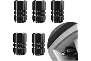 LAHVIUU Tapas de Válvula de Neumático - 5pcs Tapones para Coche, Moto, Camión y Bicicleta - Tapa de Neumático a Prueba de Polvo (Negro)