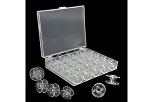 LEEWYOU Lot de 25 canettes de Machine à Coudre ou canettes pour Machine à Coudre en Transparent Plastique Couture Universelle Bobine de Machine à Coudre en Plastique avec Boîte de Rangement