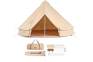 VEVOR Canvas Bell Tent, 4 Seasons Yurt, Canvas Tent for Camping with Stove Jack, Family Camping Outdoor Hunting Party.