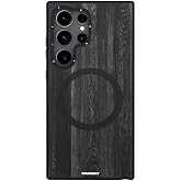 Youngkit Galaxy S24 Ultra Uyumlu Kılıf Magsafe ile Uyumlu Youngkit Wood Forest Serisi Kapak Siyah